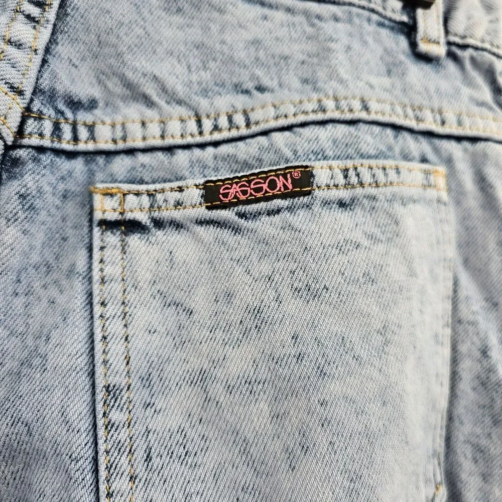 Vintage Sasson‎ Jeans Size 6 Button Fly High Rise Tapered Mom Skater Acid Wash